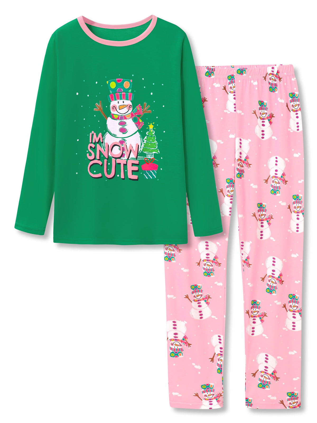 Topgal Soft Big Girls Christmas Pajamas 2-Piece Long Sleeve & Pants Snowman Jammie Set PJS for Tween Kids Size 10 (Part 1 of 2)