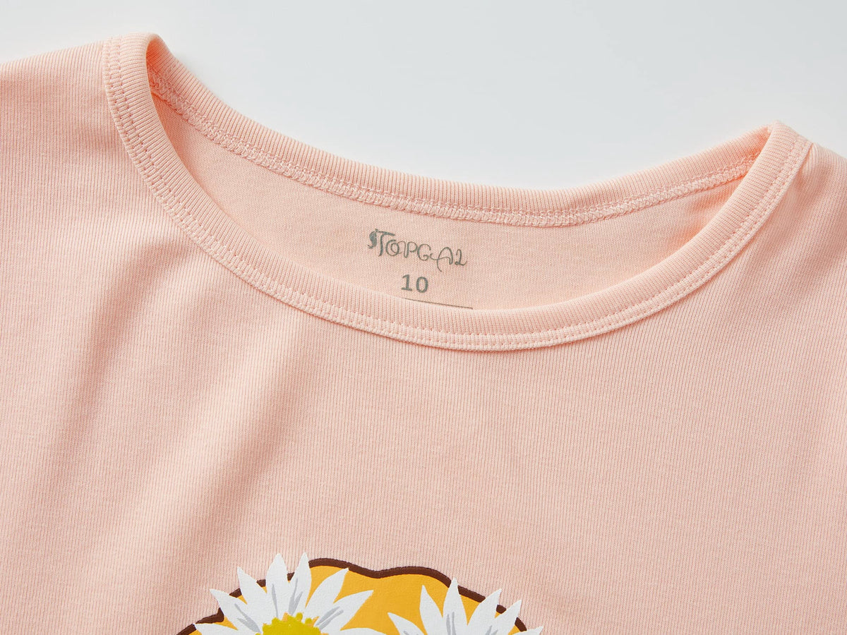 Topgal Purple Kittten Pajamas for Girls – Cotton Snug-Fitting Tee Shorts & Pants PJ Set Size 10