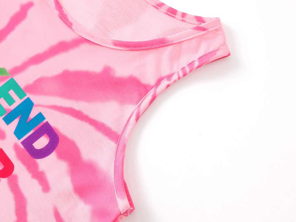 Topgal Tween Girls Pajamas Tie Dye Rainbow Unicorn Cotton Tank Top & Shorts PJS Size 18