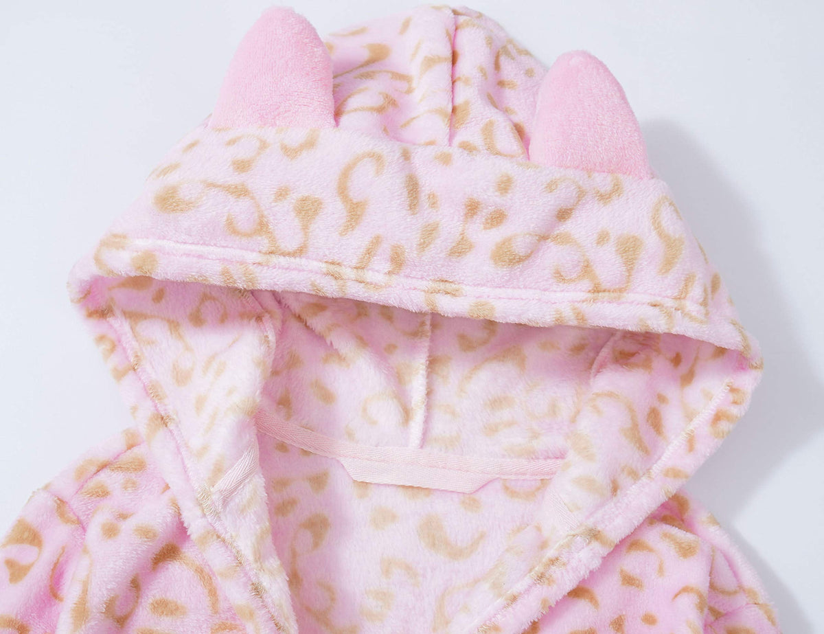 Topgal Teen Robe for Girls Cozy Classic Yellow Leopard Bathrobe Toddler Big Kid Size 12