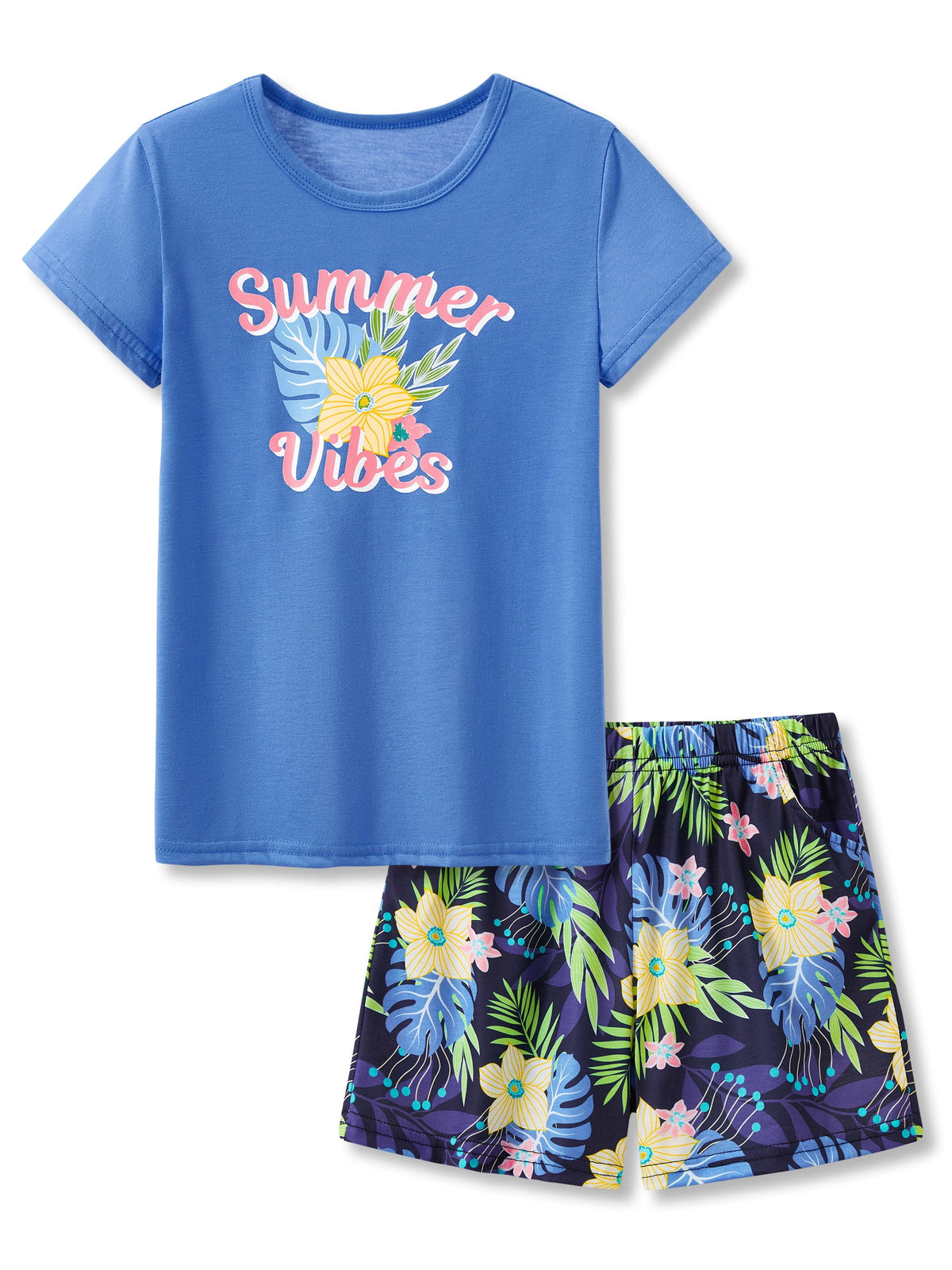 Topgal Tween Girls Pajamas Tie Dye Rainbow Unicorn Cotton Tank Top & Shorts PJS Size 18