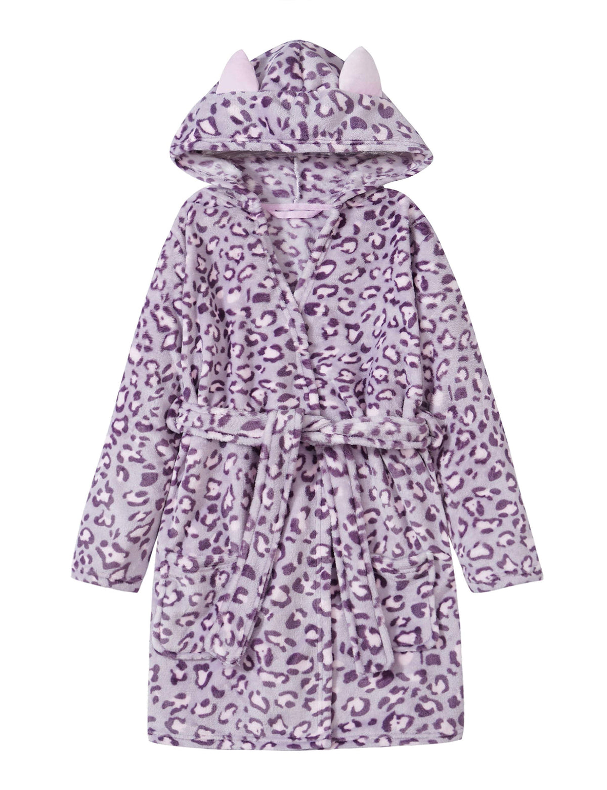 Topgal Teen Robe for Girls Cozy Classic Yellow Leopard Bathrobe Toddler Big Kid Size 12