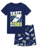 Topgal Kids & Big Boys Pajamas Comfy Navy 2 Piece Short Sleeves Top & Shorts Skate Board Trendy Sleepwear Set Size 10