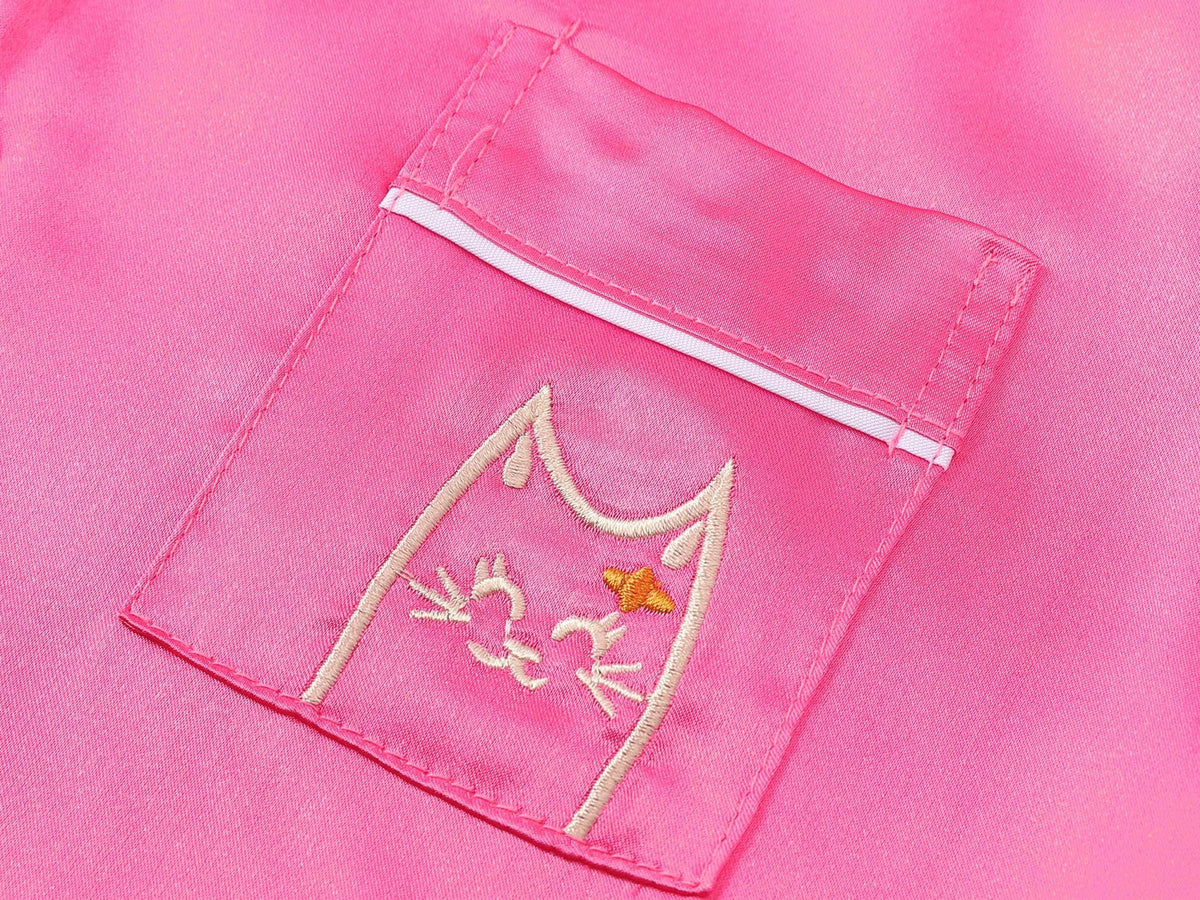 Topgal Satin Pajamas for Girls Beige & Pink Leopard 2 PC Short Sleeves Teen Girl Silky Nightwear Size 10 (Part 2 of 2)
