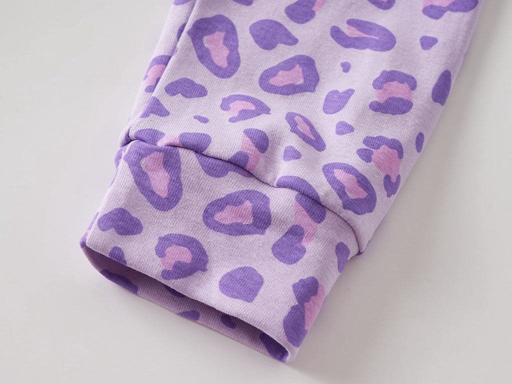 Topgal Purple Kittten Pajamas for Girls – Cotton Snug-Fitting Tee Shorts & Pants PJ Set Size 10