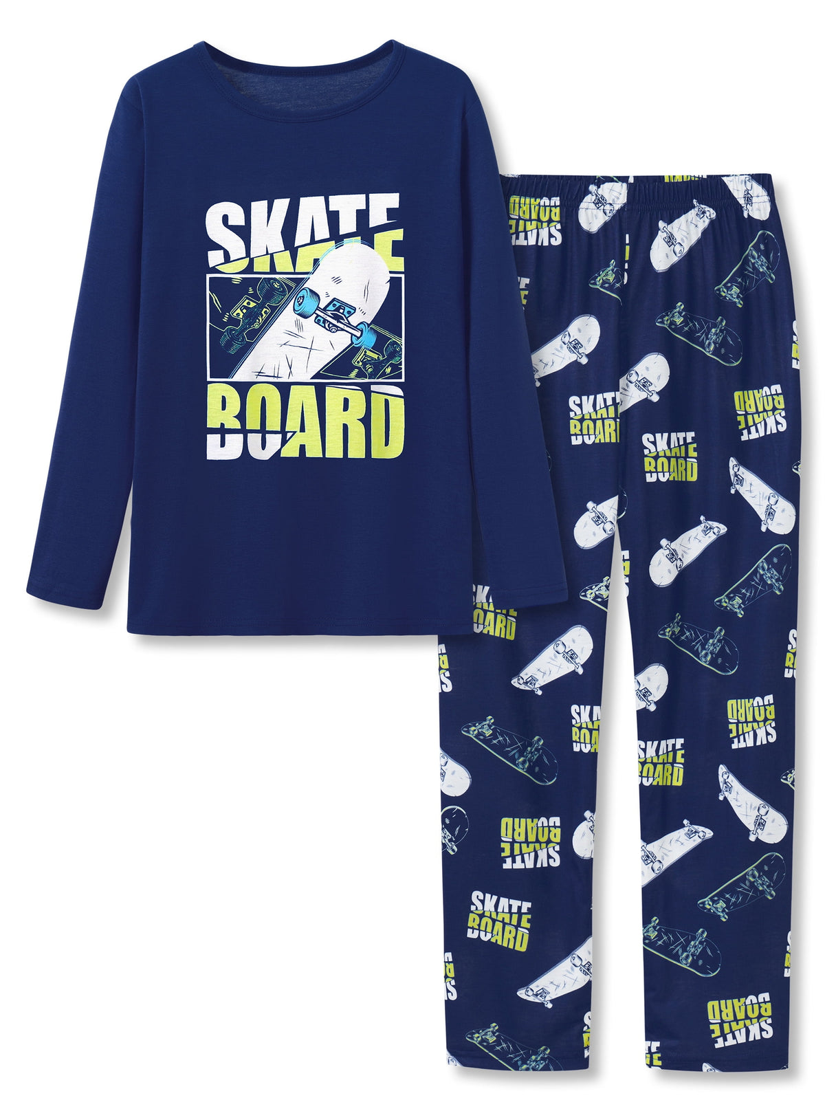 Topgal Boys Long Sleeve Cozy Pajamas Set 2 Piece Seasonal Jammie Shark Pizza All-over Print Grahic PJs Set for Kids Size 10