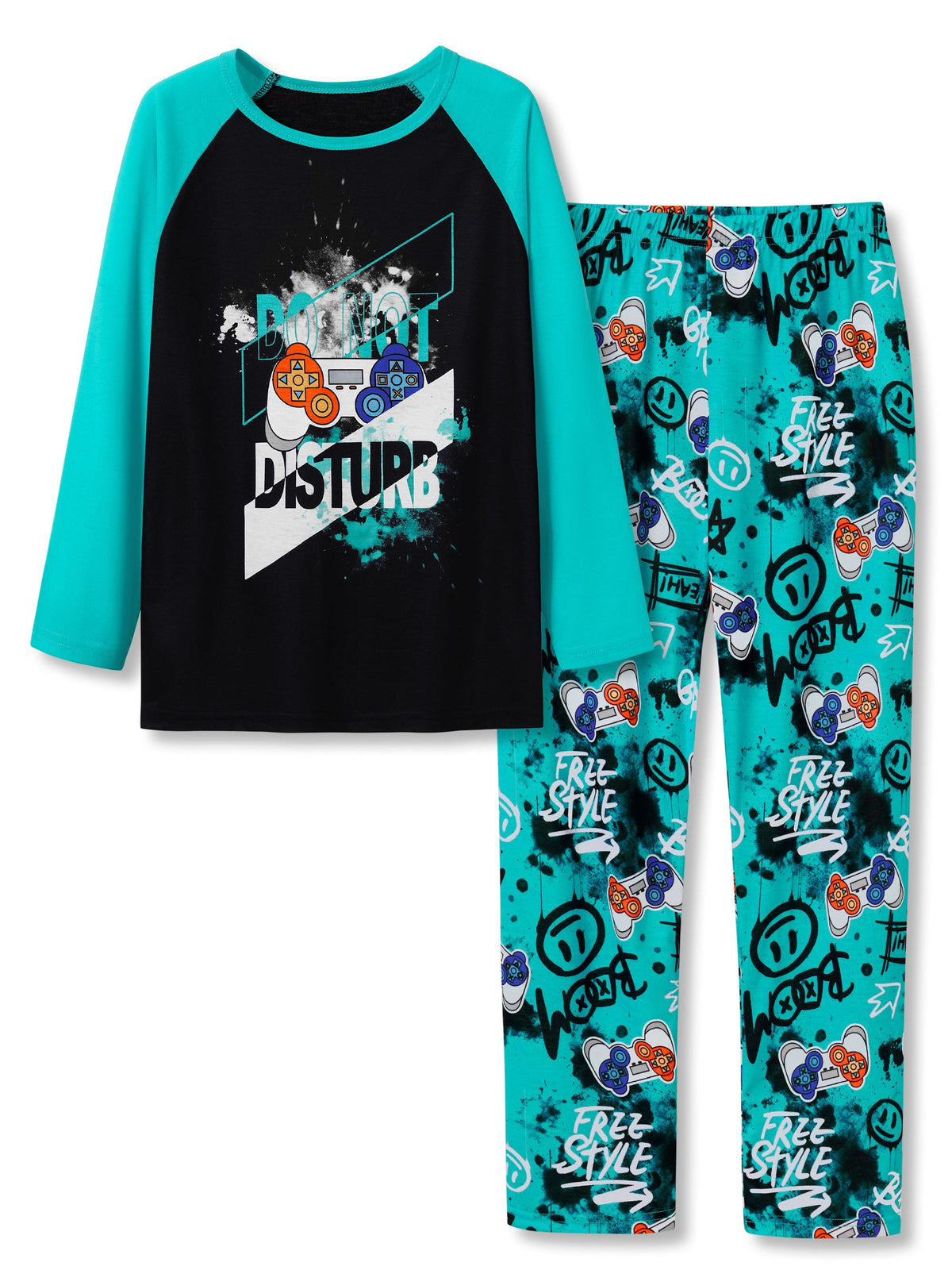 Topgal Boys Long Sleeve Cozy Pajamas Set 2 Piece Seasonal Jammie Shark Pizza All-over Print Grahic PJs Set for Kids Size 10