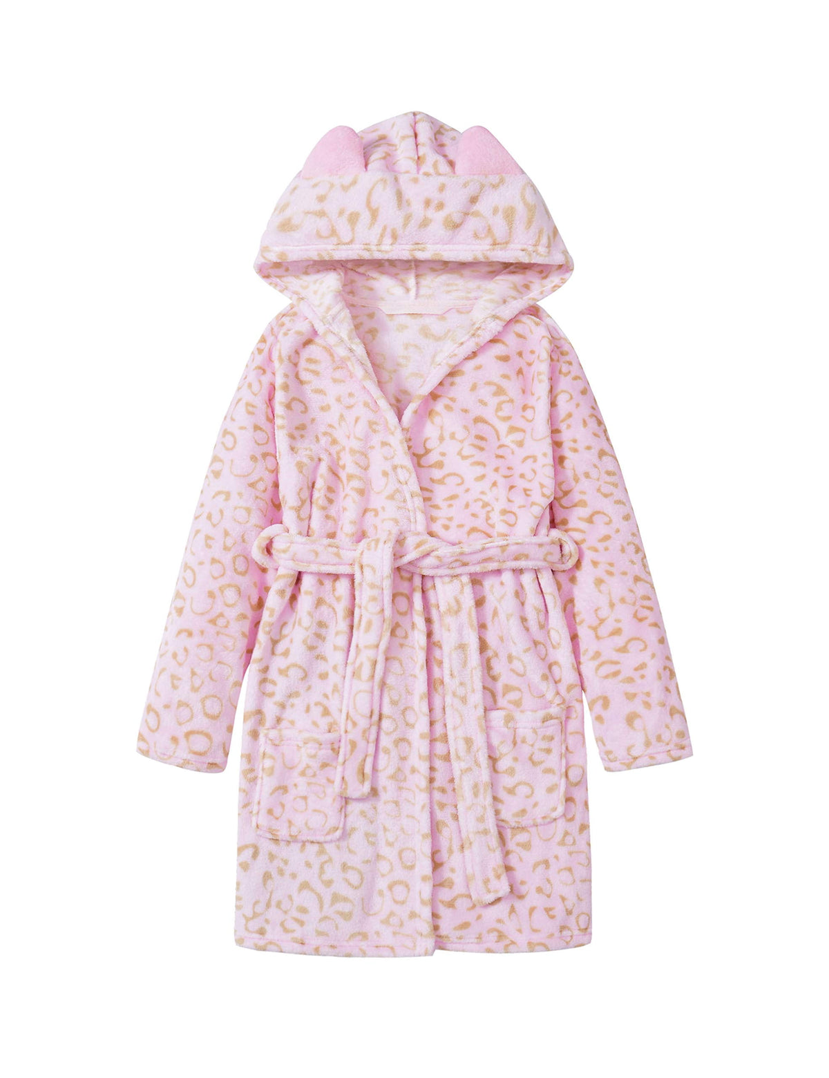 Topgal Teen Robe for Girls Cozy Classic Yellow Leopard Bathrobe Toddler Big Kid Size 12
