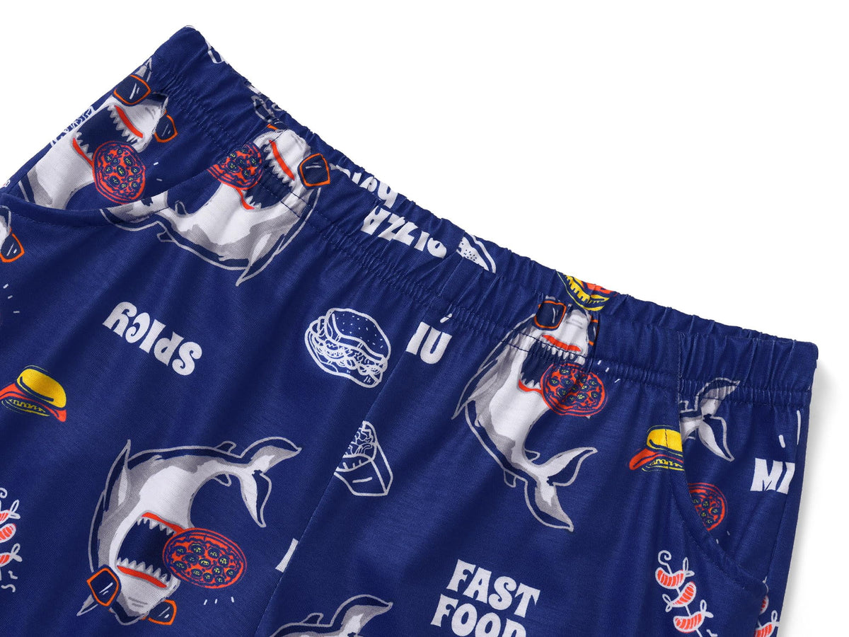 Topgal Kids & Big Boys Pajamas Comfy Navy 2 Piece Short Sleeves Top & Shorts Skate Board Trendy Sleepwear Set Size 10