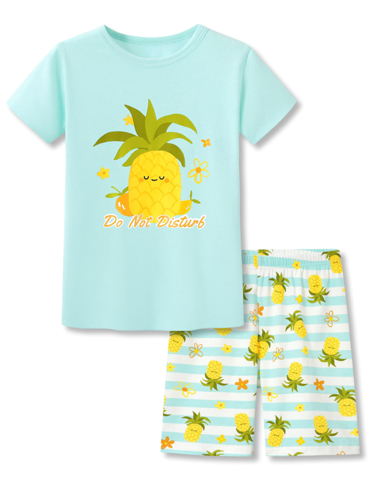 Topgal Girls Cotton Knit Pajamas Toddler Summer Top & Shorts Sung Fit Dog Pjs Orange Sleepwear Clothes Set Size 10
