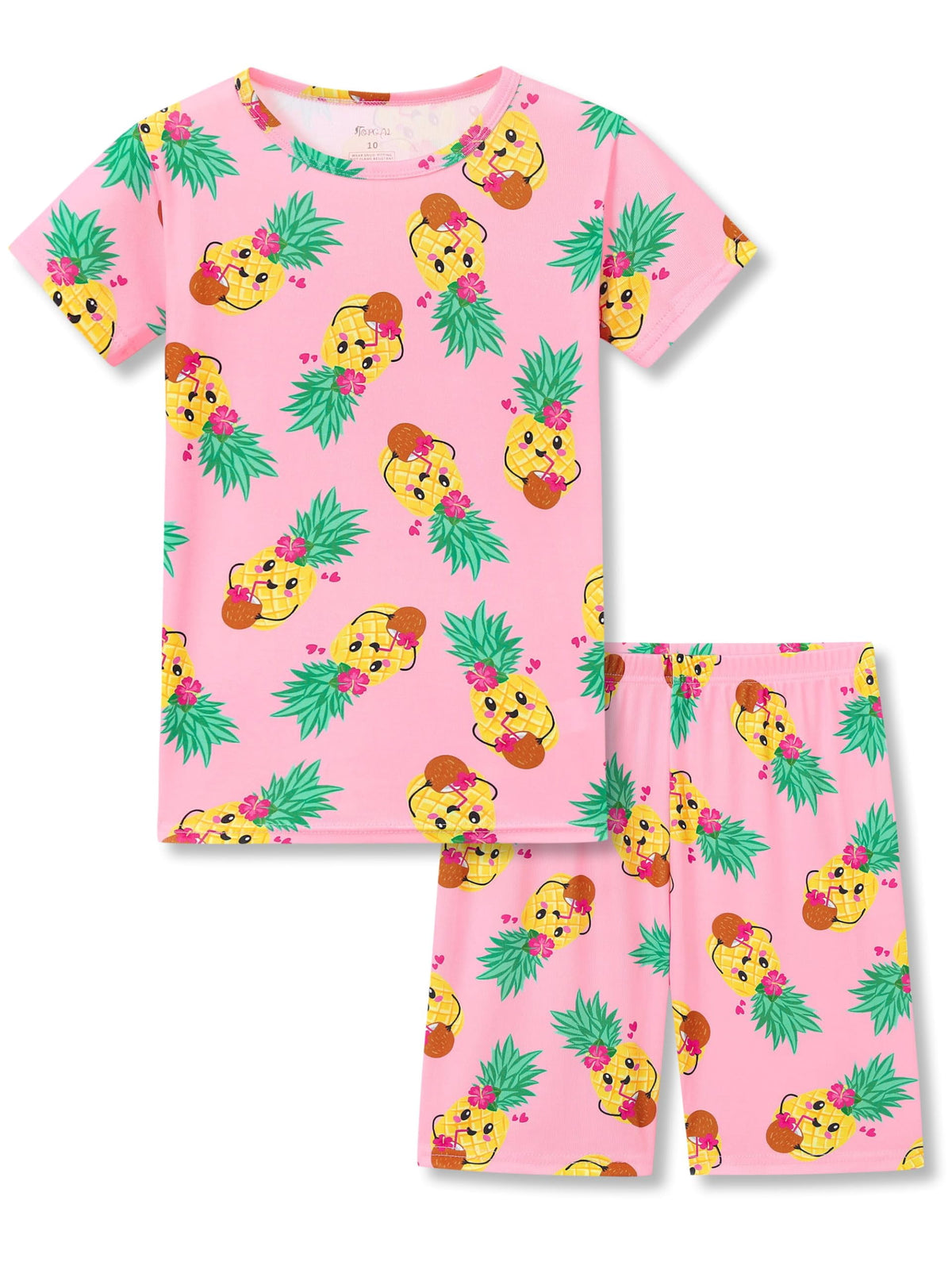 Topgal Rib Knit Pajamas for Little Girls Toddler Snug Fit Leopard 2 Piece Stretch Sleepwear Pjs Set Size 10