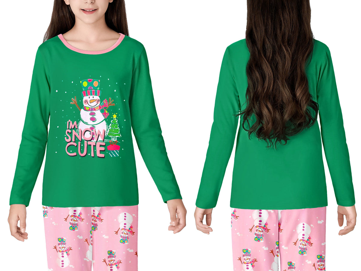 Topgal Soft Big Girls Christmas Pajamas 2-Piece Long Sleeve & Pants Snowman Jammie Set PJS for Tween Kids Size 10 (Part 1 of 2)