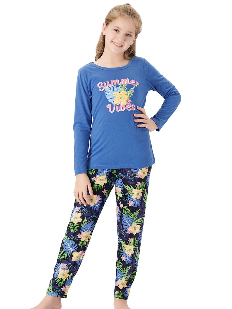 Topgal Little & Big Girls Pajamas Rainbow Unicorn Cotton Long Sleeve PJ Set Size 12
