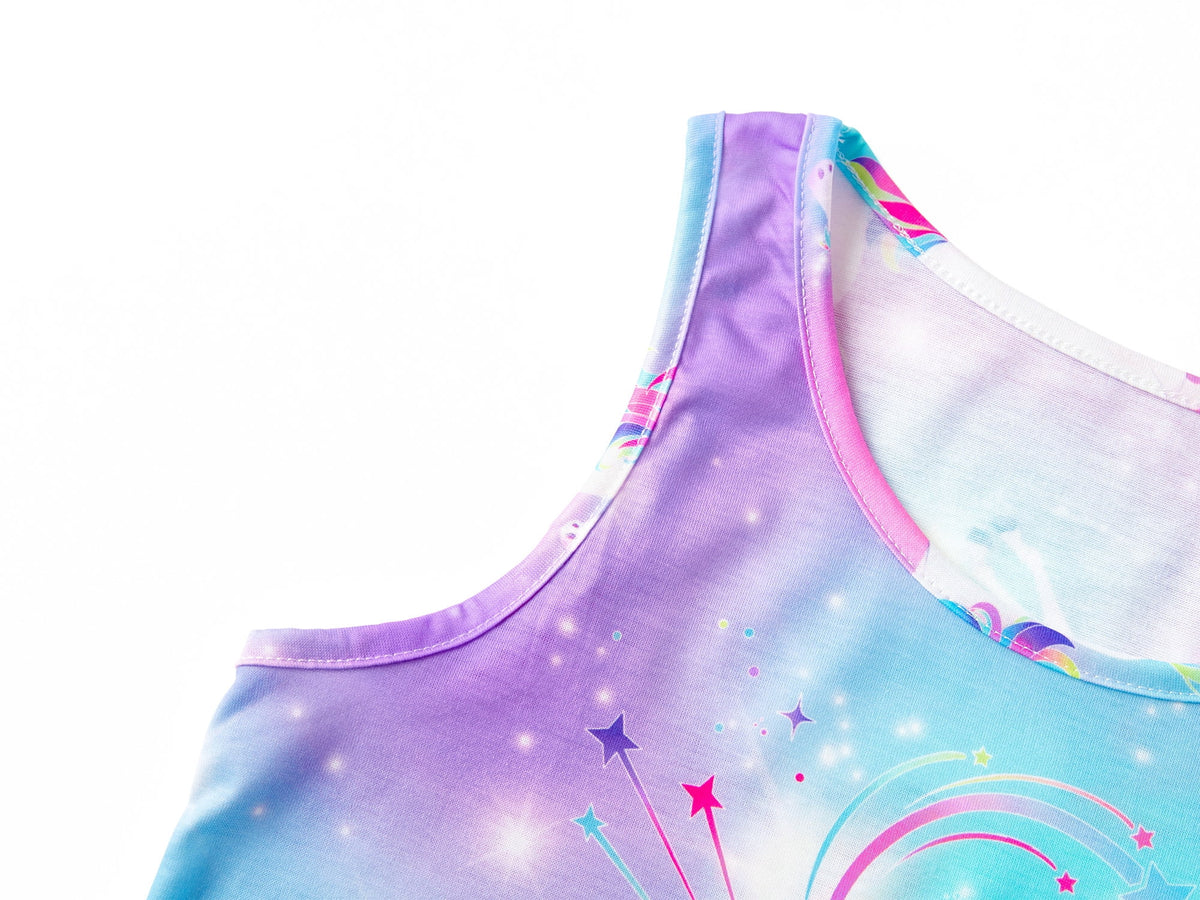 Topgal Tween Girls Pajamas Tie Dye Rainbow Unicorn Cotton Tank Top & Shorts PJS Size 18