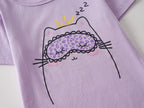Topgal Purple Kittten Pajamas for Girls – Cotton Snug-Fitting Tee Shorts & Pants PJ Set Size 10