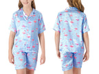 Topgal Satin Pajamas for Girls Beige & Pink Leopard 2 PC Short Sleeves Teen Girl Silky Nightwear Size 10 (Part 1 of 2)