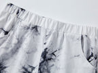 Topgal 100% Cotton Tie Dye Black & White Crop Top & Shorts Clothes Set Outfit for Big Girls Size 6