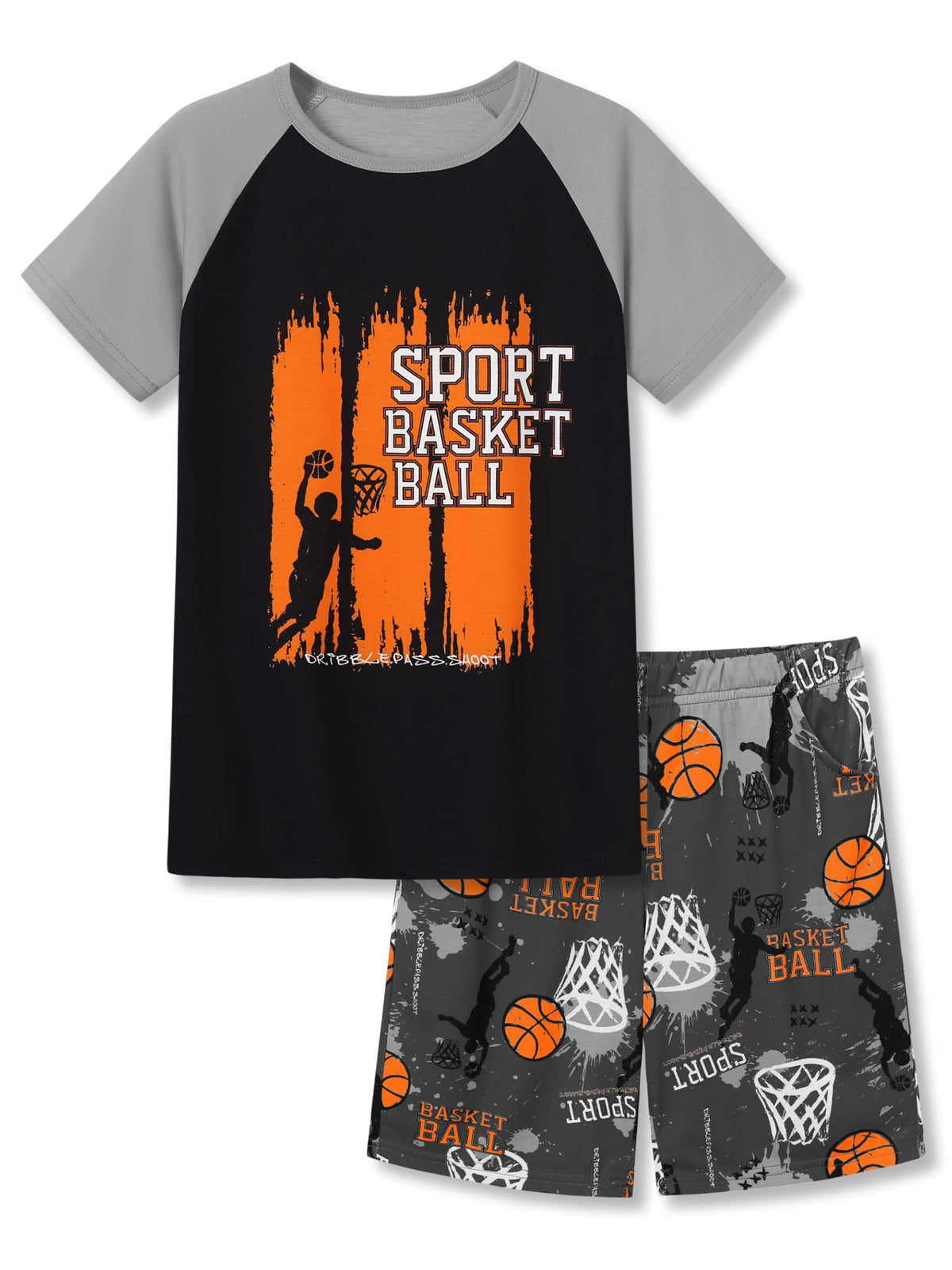 Topgal Kids & Big Boys Pajamas Comfy Navy 2 Piece Short Sleeves Top & Shorts Skate Board Trendy Sleepwear Set Size 10