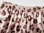 Topgal Satin Pajamas for Girls Beige & Pink Leopard 2 PC Short Sleeves Teen Girl Silky Nightwear Size 10 (Part 1 of 2)