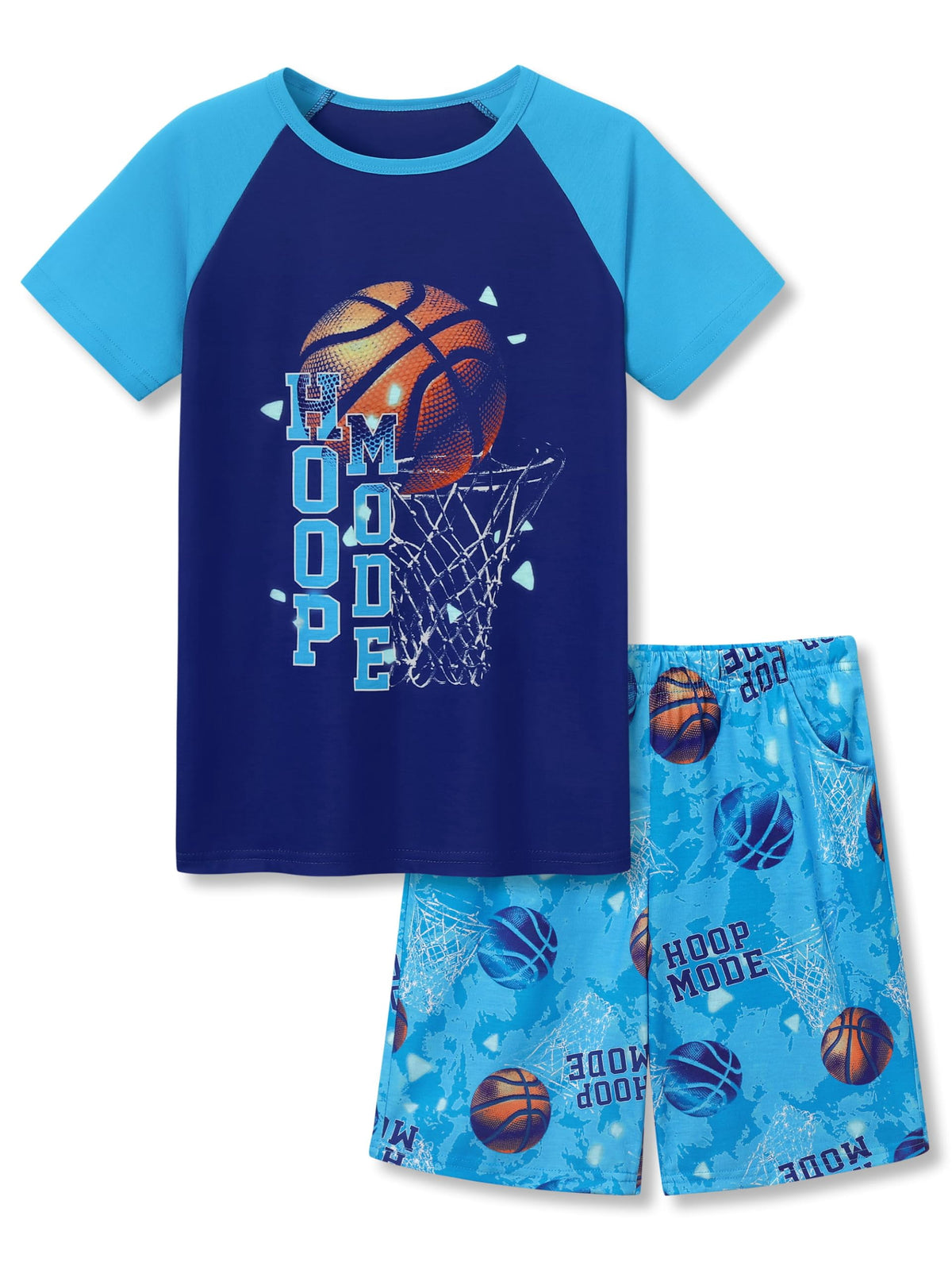 Topgal Kids & Big Boys Pajamas Comfy Navy 2 Piece Short Sleeves Top & Shorts Skate Board Trendy Sleepwear Set Size 10