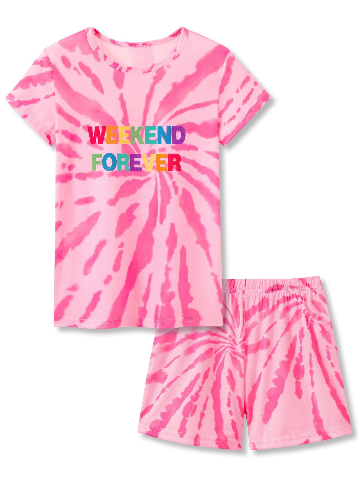 Topgal Tween Girls Pajamas Tie Dye Rainbow Unicorn Cotton Tank Top & Shorts PJS Size 18
