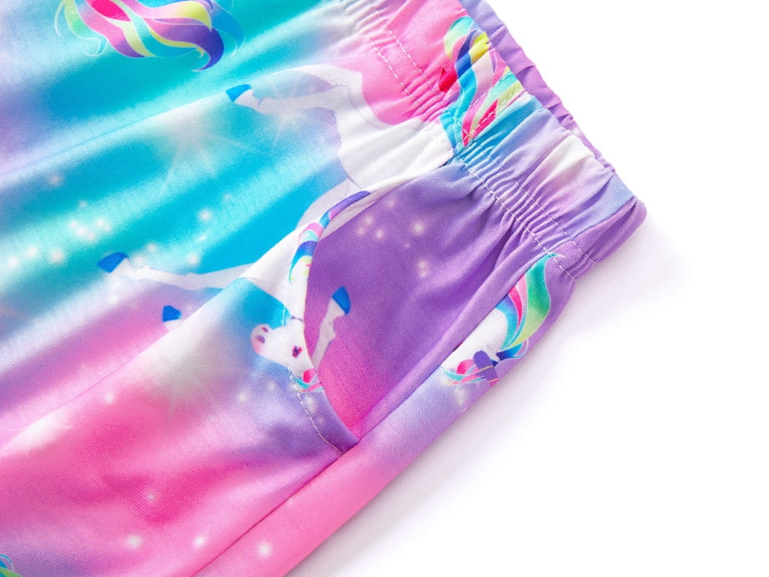 Topgal Tween Girls Pajamas Tie Dye Rainbow Unicorn Cotton Tank Top & Shorts PJS Size 18