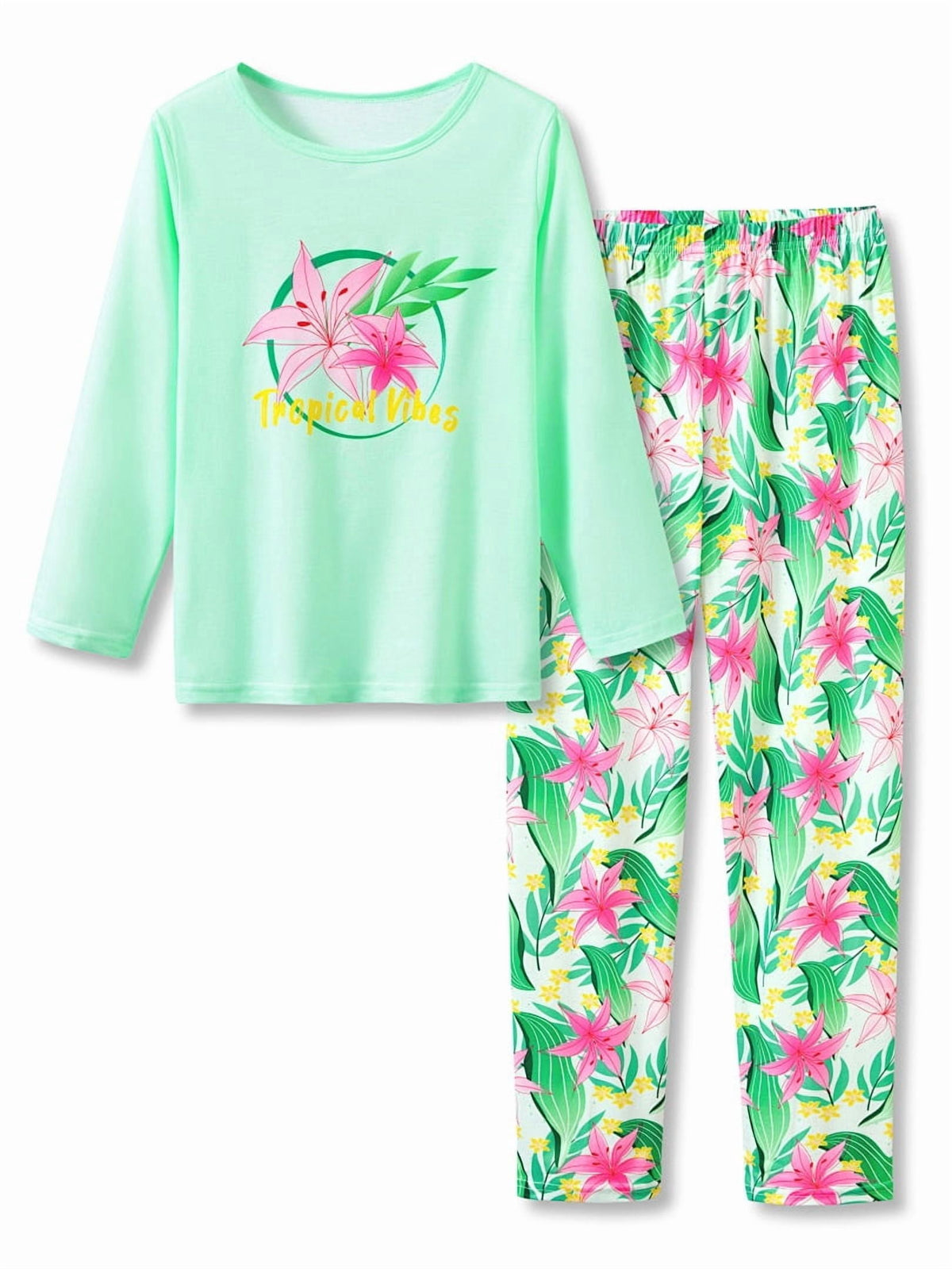 Topgal Soft Big Girls Christmas Pajamas 2-Piece Long Sleeve & Pants Snowman Jammie Set PJS for Tween Kids Size 10 (Part 1 of 2)