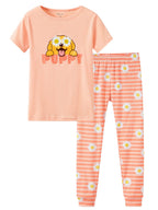 Topgal Purple Kittten Pajamas for Girls – Cotton Snug-Fitting Tee Shorts & Pants PJ Set Size 10