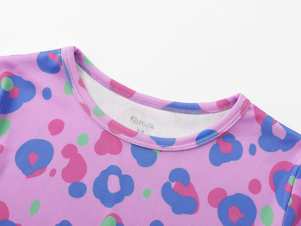 Topgal Rib Knit Pajamas for Little Girls Toddler Snug Fit Leopard 2 Piece Stretch Sleepwear Pjs Set Size 10
