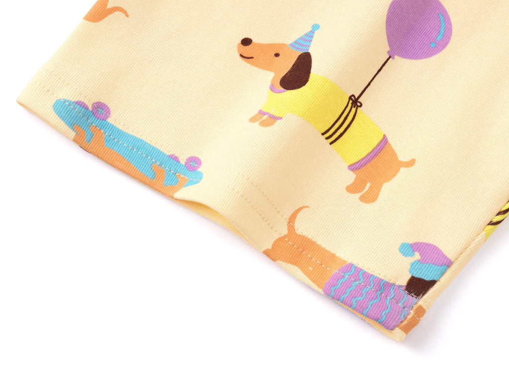 Topgal Girls Cotton Knit Pajamas Toddler Summer Top & Shorts Sung Fit Dog Pjs Orange Sleepwear Clothes Set Size 10