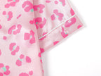 Topgal Satin Pajamas for Girls Beige & Pink Leopard 2 PC Short Sleeves Teen Girl Silky Nightwear Size 10 (Part 1 of 2)