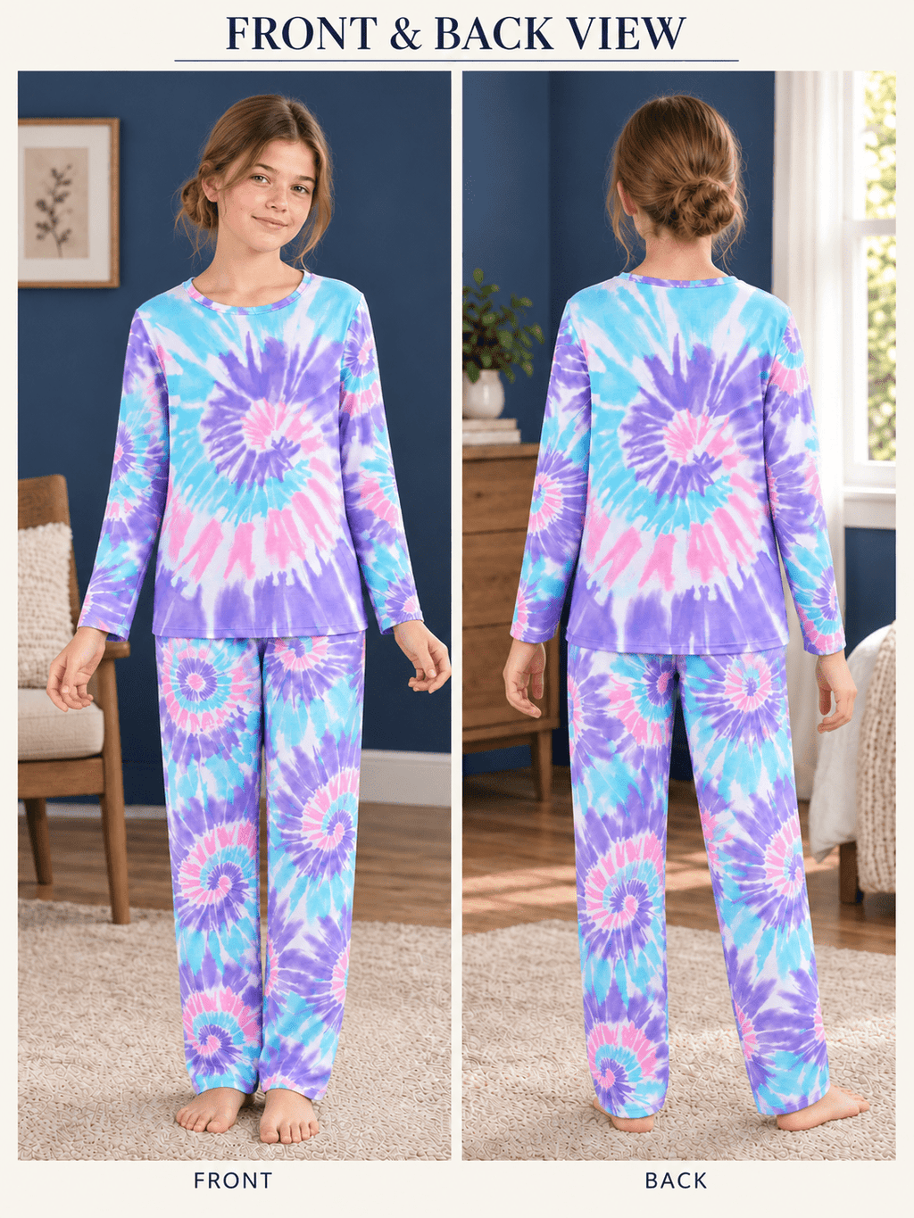 Topgal Soft Big Girls Christmas Pajamas 2-Piece Long Sleeve & Pants Snowman Jammie Set PJS for Tween Kids Size 10 (Part 1 of 2)