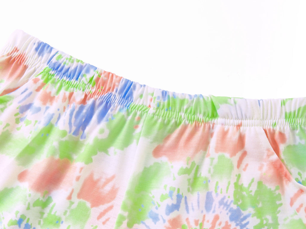 Topgal Tween Girls Pajamas Tie Dye Rainbow Unicorn Cotton Tank Top & Shorts PJS Size 18