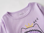 Topgal Purple Kittten Pajamas for Girls – Cotton Snug-Fitting Tee Shorts & Pants PJ Set Size 10