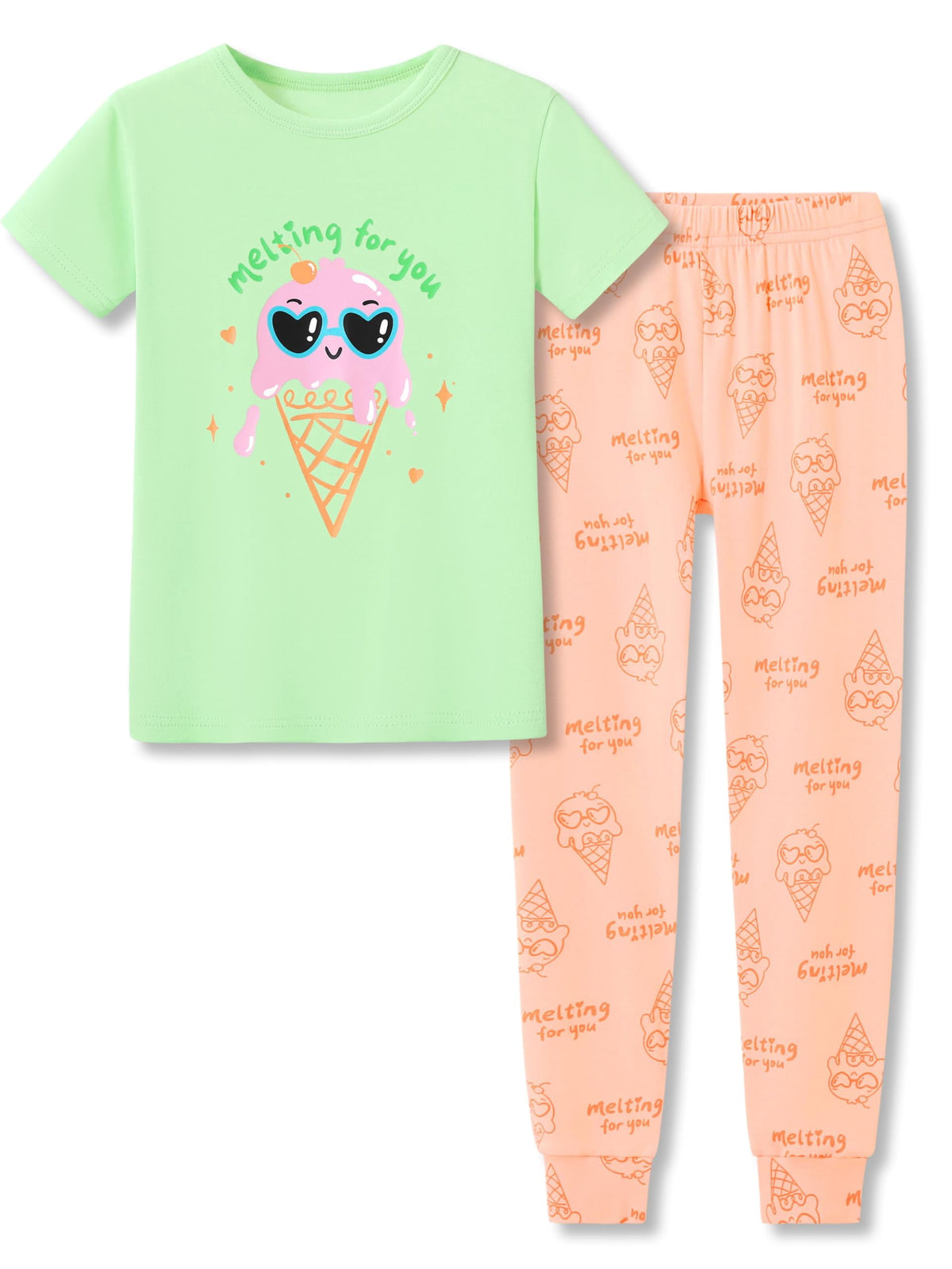 Topgal Purple Kittten Pajamas for Girls – Cotton Snug-Fitting Tee Shorts & Pants PJ Set Size 10