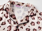 Topgal Satin Pajamas for Girls Beige & Pink Leopard 2 PC Short Sleeves Teen Girl Silky Nightwear Size 10 (Part 1 of 2)