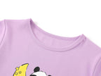 Topgal Purple Kittten Pajamas for Girls – Cotton Snug-Fitting Tee Shorts & Pants PJ Set Size 10