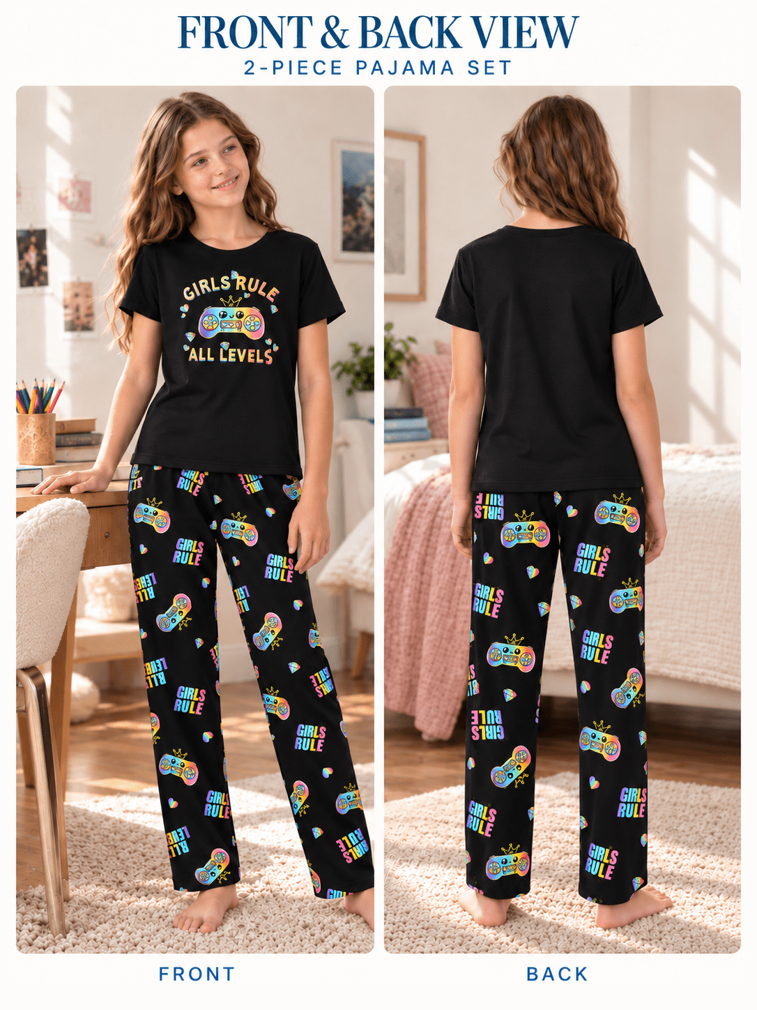 Topgal Soft Big Girls Christmas Pajamas 2-Piece Long Sleeve & Pants Snowman Jammie Set PJS for Tween Kids Size 10 (Part 2 of 2)