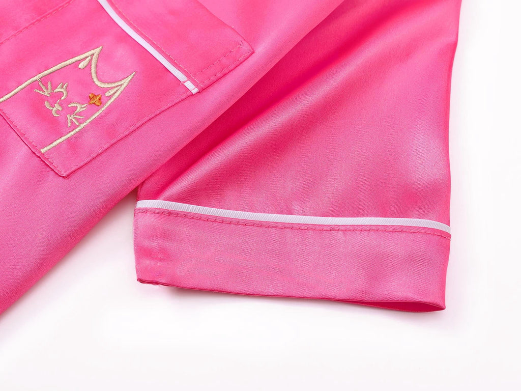 Topgal Satin Pajamas for Girls Beige & Pink Leopard 2 PC Short Sleeves Teen Girl Silky Nightwear Size 10 (Part 2 of 2)