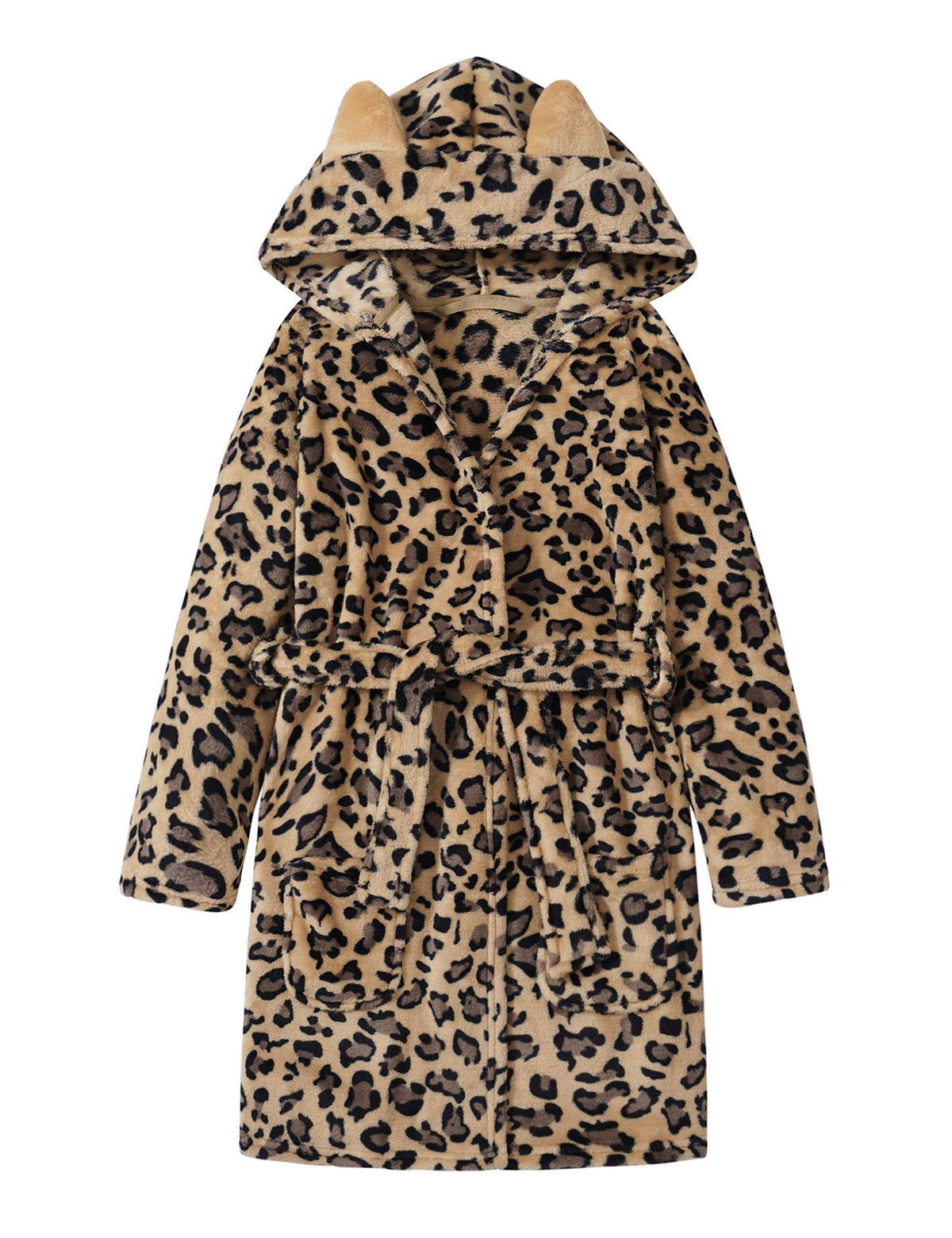 Topgal Teen Robe for Girls Cozy Classic Yellow Leopard Bathrobe Toddler Big Kid Size 12