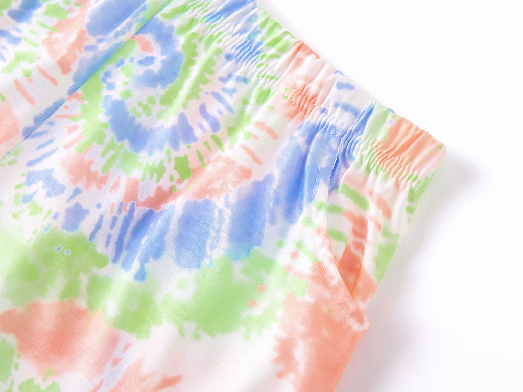 Topgal Tween Girls Pajamas Tie Dye Rainbow Unicorn Cotton Tank Top & Shorts PJS Size 18