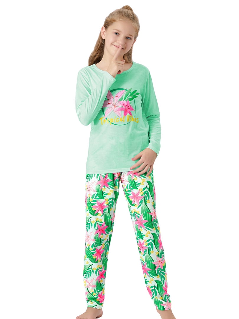 Topgal Soft Big Girls Christmas Pajamas 2-Piece Long Sleeve & Pants Snowman Jammie Set PJS for Tween Kids Size 10 (Part 1 of 2)