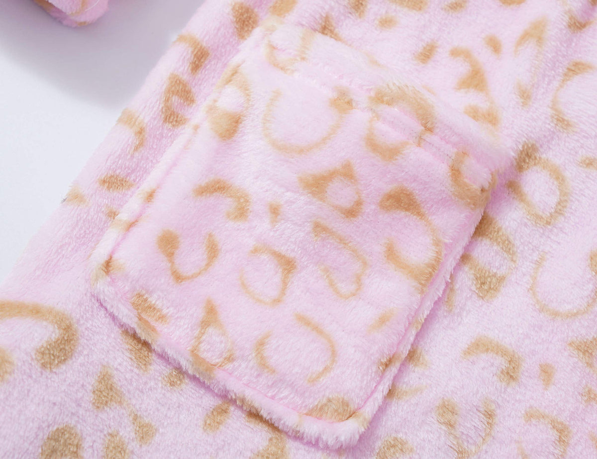 Topgal Teen Robe for Girls Cozy Classic Yellow Leopard Bathrobe Toddler Big Kid Size 12