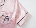 Topgal Satin Pajamas for Girls Beige & Pink Leopard 2 PC Short Sleeves Teen Girl Silky Nightwear Size 10 (Part 1 of 2)