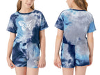 Topgal 100% Cotton Tie Dye Black & White Crop Top & Shorts Clothes Set Outfit for Big Girls Size 6