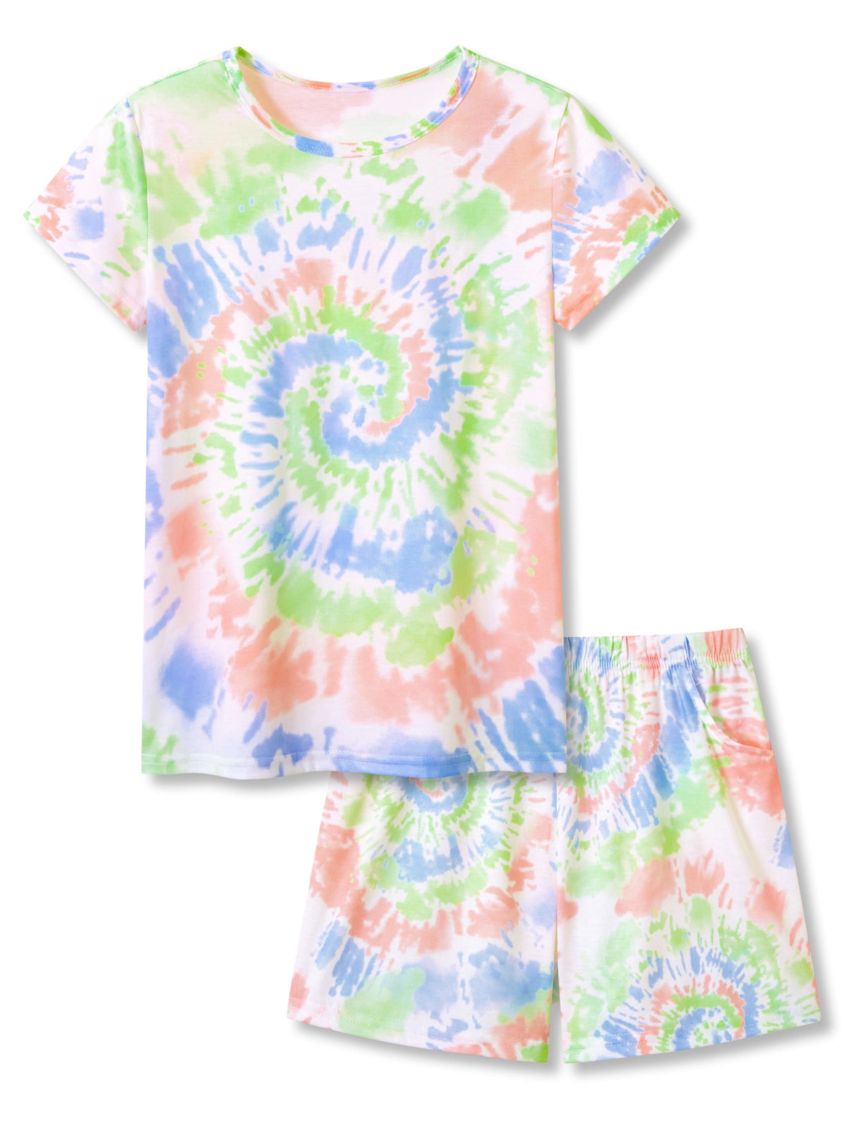 Topgal Tween Girls Pajamas Tie Dye Rainbow Unicorn Cotton Tank Top & Shorts PJS Size 18