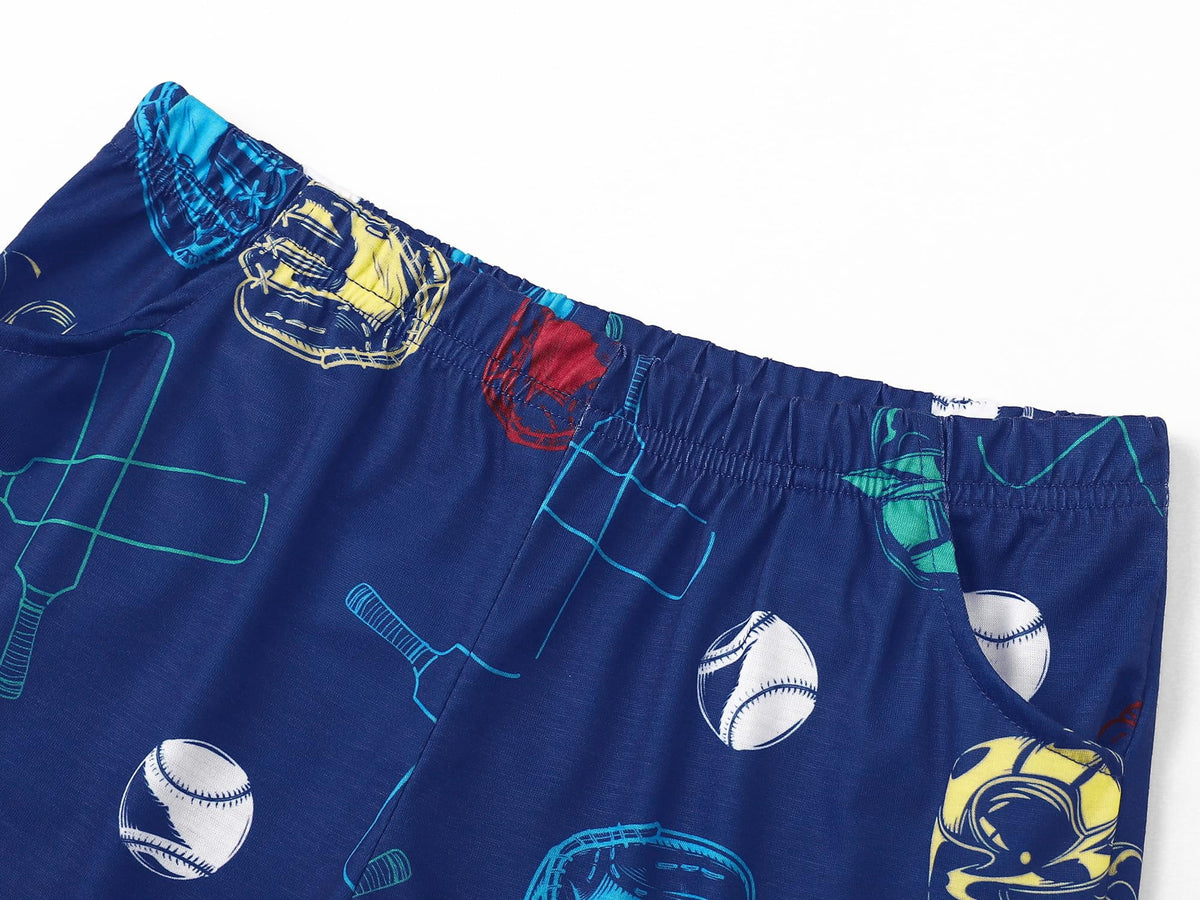 Topgal Kids & Big Boys Pajamas Comfy Navy 2 Piece Short Sleeves Top & Shorts Skate Board Trendy Sleepwear Set Size 10