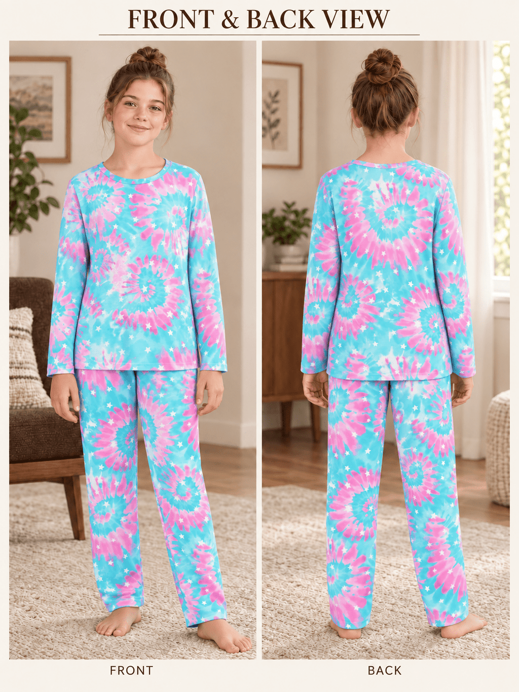 Topgal Soft Big Girls Christmas Pajamas 2-Piece Long Sleeve & Pants Snowman Jammie Set PJS for Tween Kids Size 10 (Part 1 of 2)