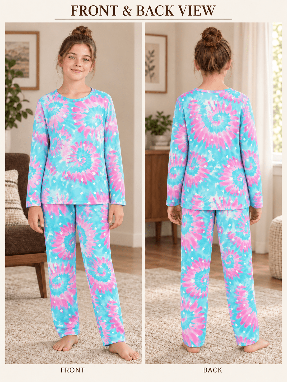 Topgal Soft Big Girls Christmas Pajamas 2-Piece Long Sleeve & Pants Snowman Jammie Set PJS for Tween Kids Size 10 (Part 1 of 2)