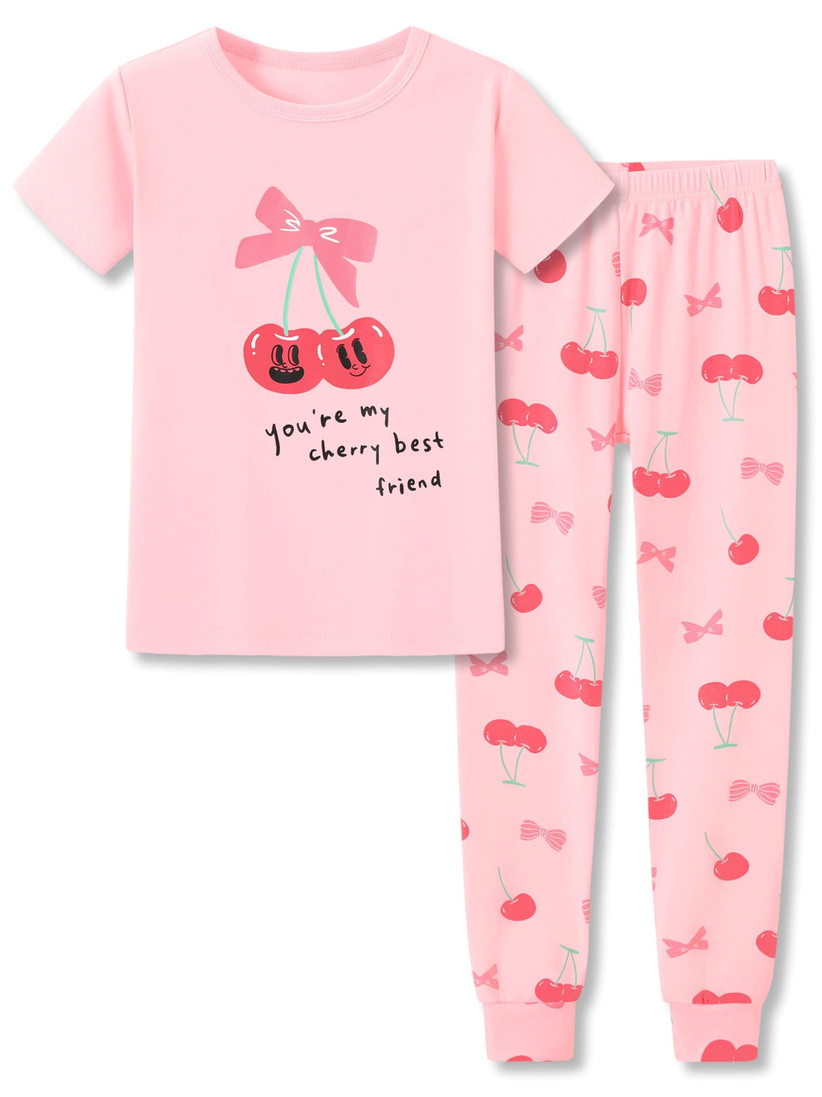 Topgal Purple Kittten Pajamas for Girls – Cotton Snug-Fitting Tee Shorts & Pants PJ Set Size 10